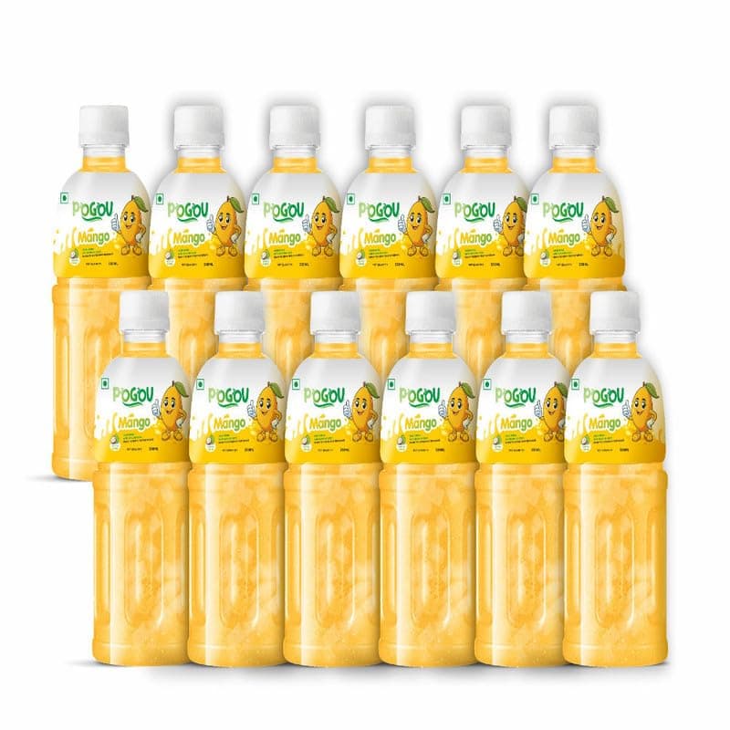 POGOU Mango Fruit Juice with 25% Nata De Coco | Energy Booster Drink, Healthy & Delicious Taste Filled with Natural Fibres, No Artificial Colours | Imported from Thailand (Pack of 12, 320ml each)