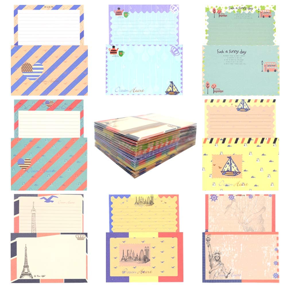HOSTK 96Pcs Stationary Paper and Envelopes Set, 64 Cute Lovely Special Design Writing Stationery Letter Paper with 32 Envelopes, Vintage Style(8 Styles)