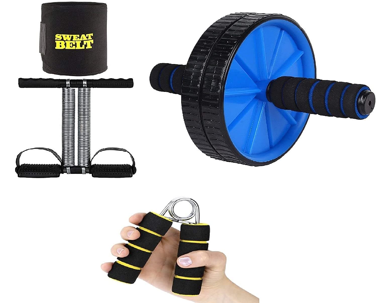 EffingoHome Fitness equipment Double Wheel AB Roller with other products / AB Wheel Strength Training Equipment for Core Workout for Home & Gym { Multicolor } (Fitness kit)