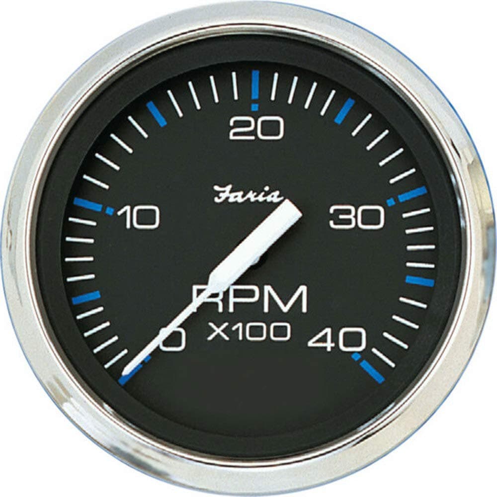33742 Chesapeake Stainless Steel Tachometer (4000 RPM) Diesel - 4", Black