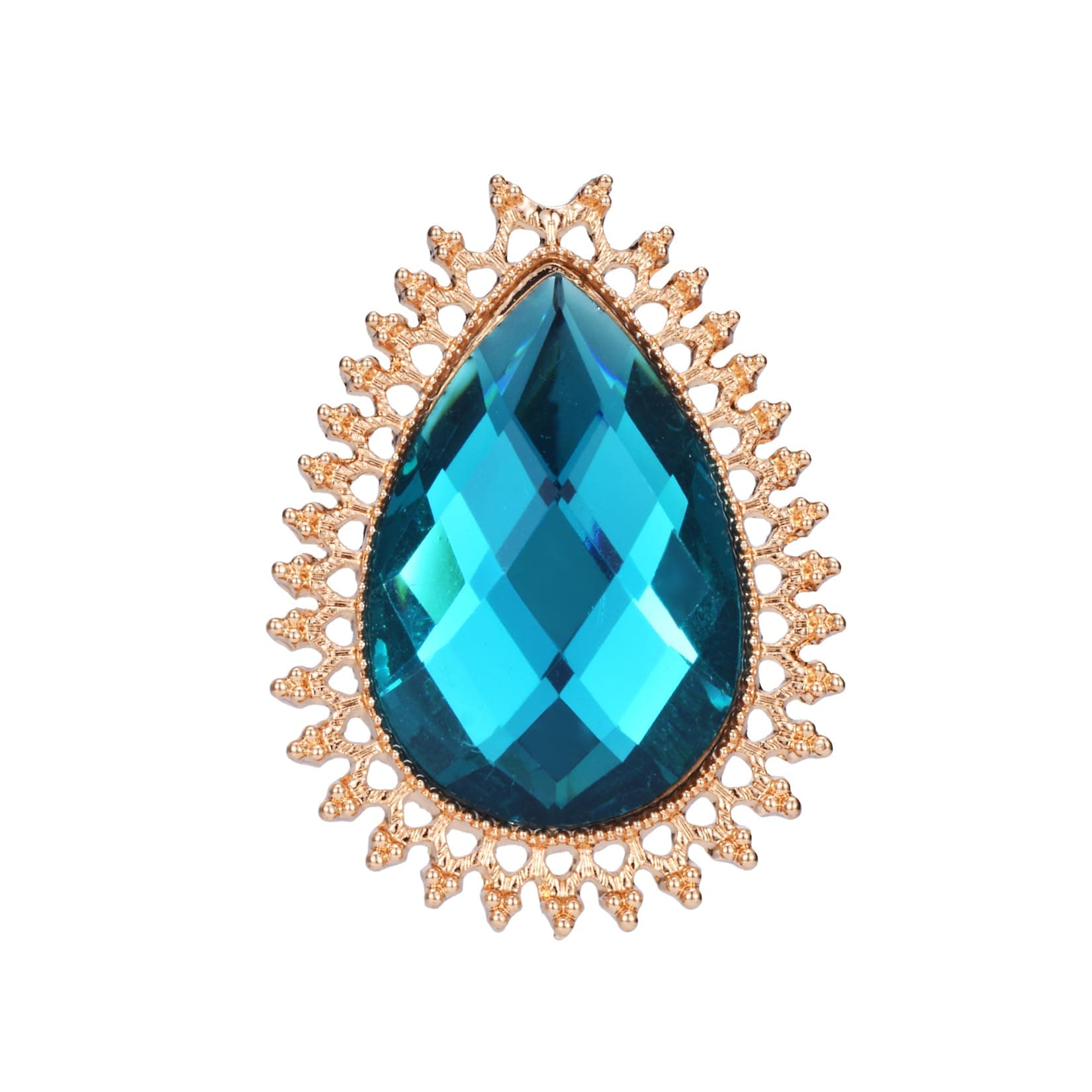 RareLove Vintage Blue Rhinestone Alloy Metal Teardrop Brooch For Women