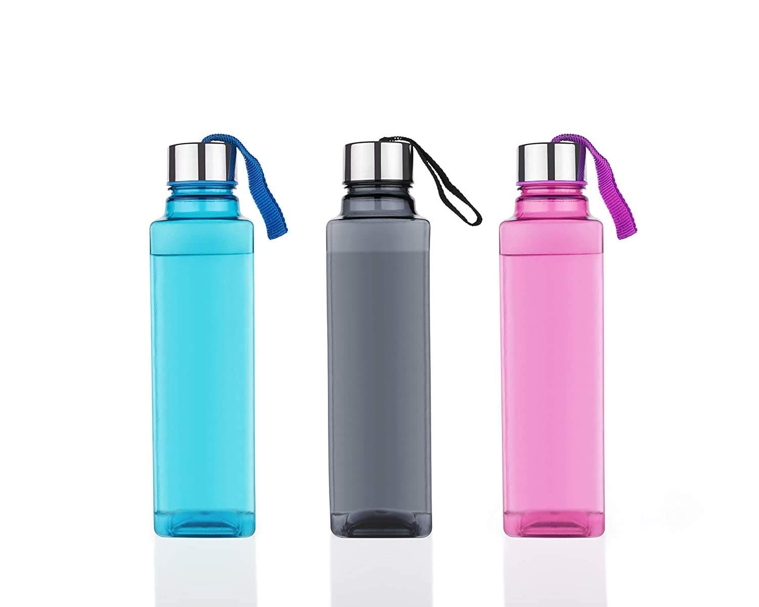 Logicmart Square Shape Water Bottle Set For School, Gym, Home, Kitchen and for Fridge Liquid Storage & More, New Attractive Look & Multi Purpose Water Bottle Plastic (Set Of 3)(Multicolor)