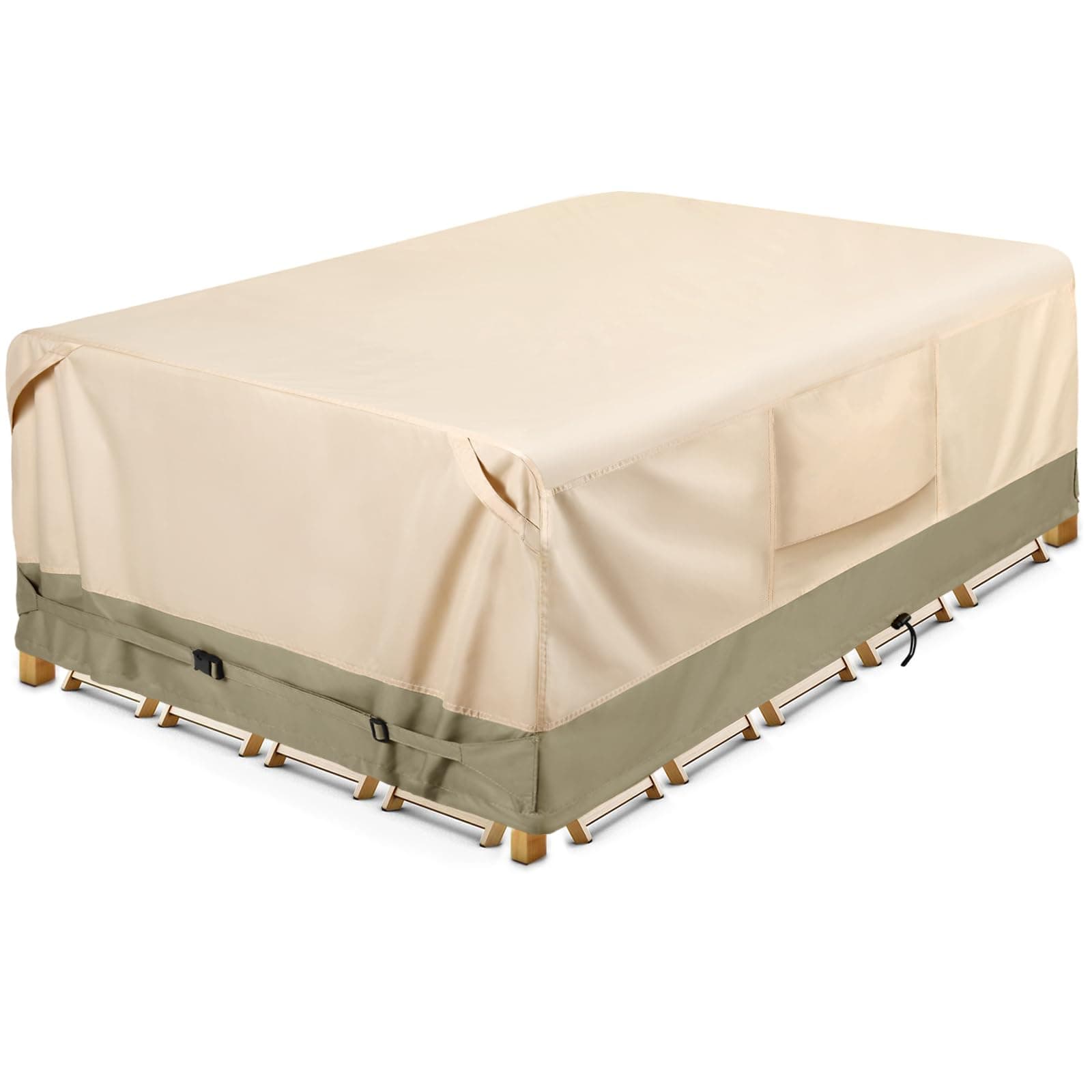 COSFLY Heavy-Duty Waterproof Patio Furniture Cover for Outdoor Table and Chairs Set - Fits 108L x 82W inch, 600D Oxford Fabric Ultimate Weatherproof Rectangular Cover with Adjustable Straps