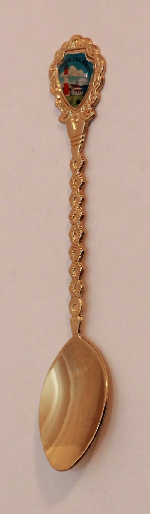 Rhode Island State Souvenir Gold Plated Collectible Twist Spoon 5" lpco