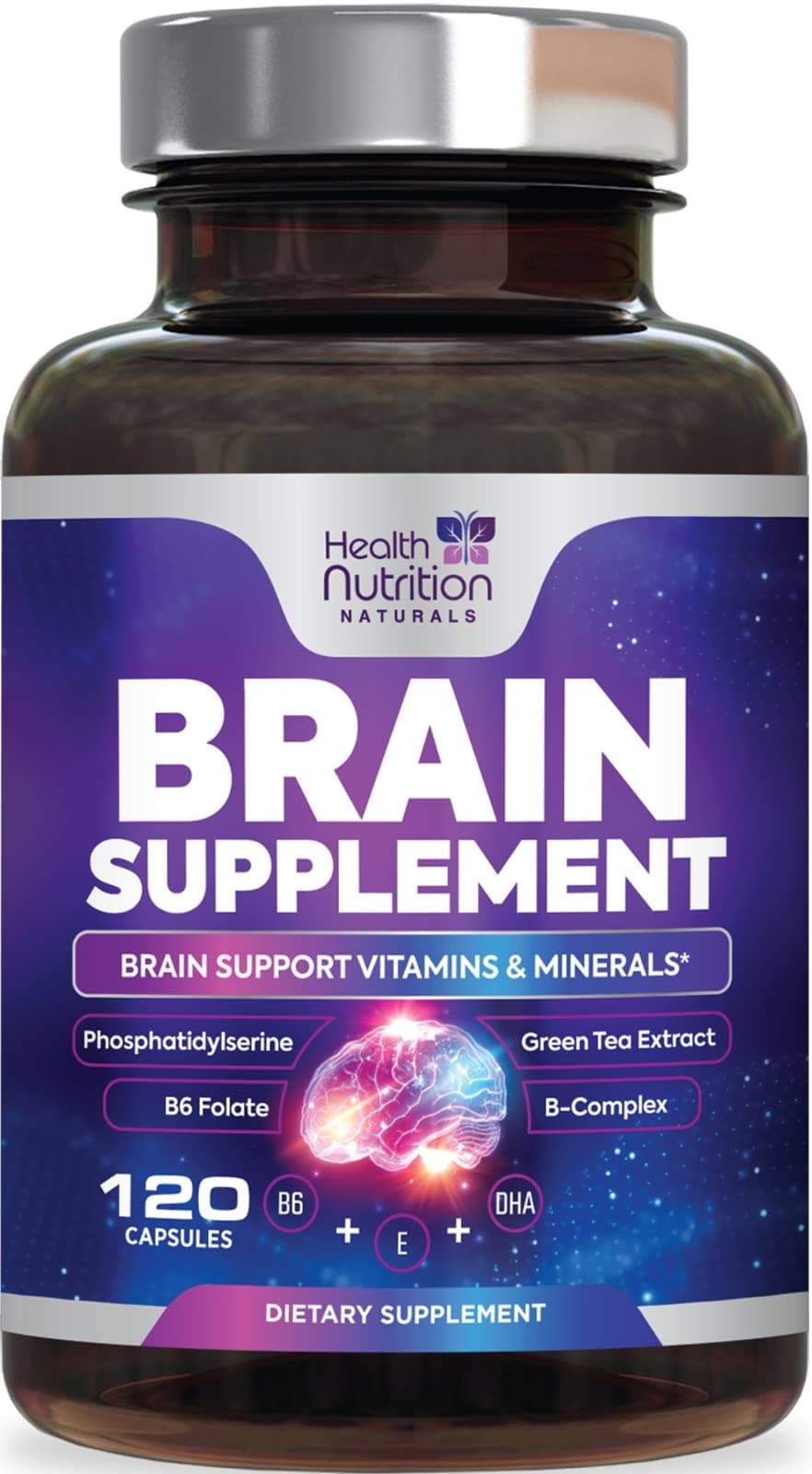 Brain Memory Supplement - 3X Strength Nootropics for Concentration, Clarity & Focus Support - Brain Health Cognitive Vitamins with Bacopa, Phosphatidylserine & DMAE, Brain Booster, 120 Capsules