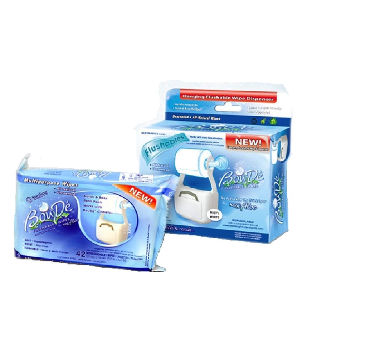 BouDe Bathroom Wipes Dispenser & 42 ct. Flushable Wipes (2 Count)Best Value
