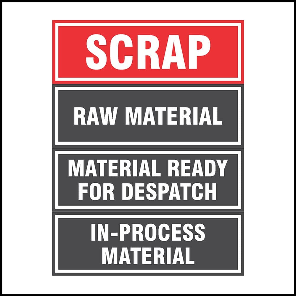 Factory Identification Safety Sign Board in PVC Sticker Pack of 4 - (Rectangle, 12 inch X 4 inch)