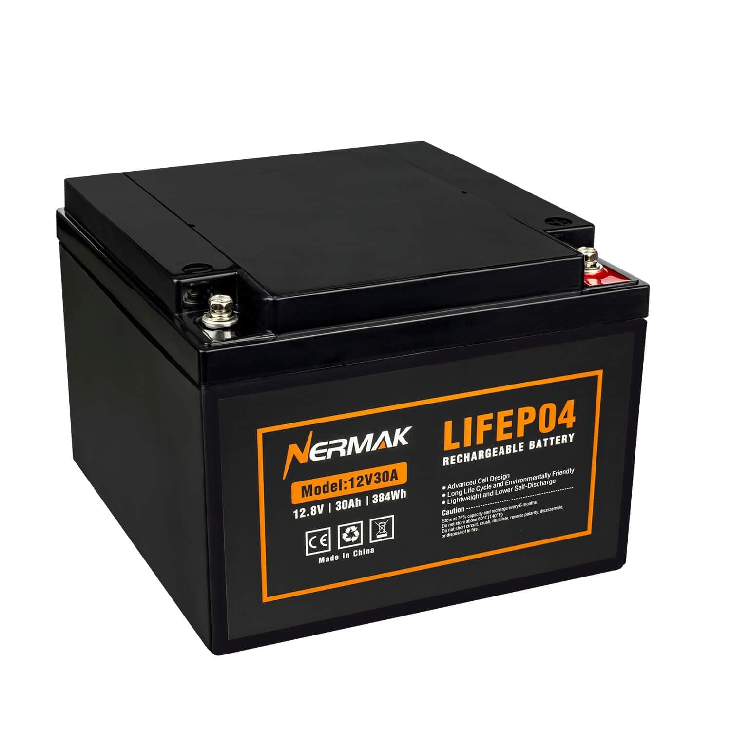 12V 30Ah Lithium LiFePO4 Deep Cycle Battery, 2000+ Cycles Lithium Iron Phosphate Rechargeable Battery for RV/Outdoor Camping, Off-grid, Home Energy Backup and More, Built-in 30A BMS