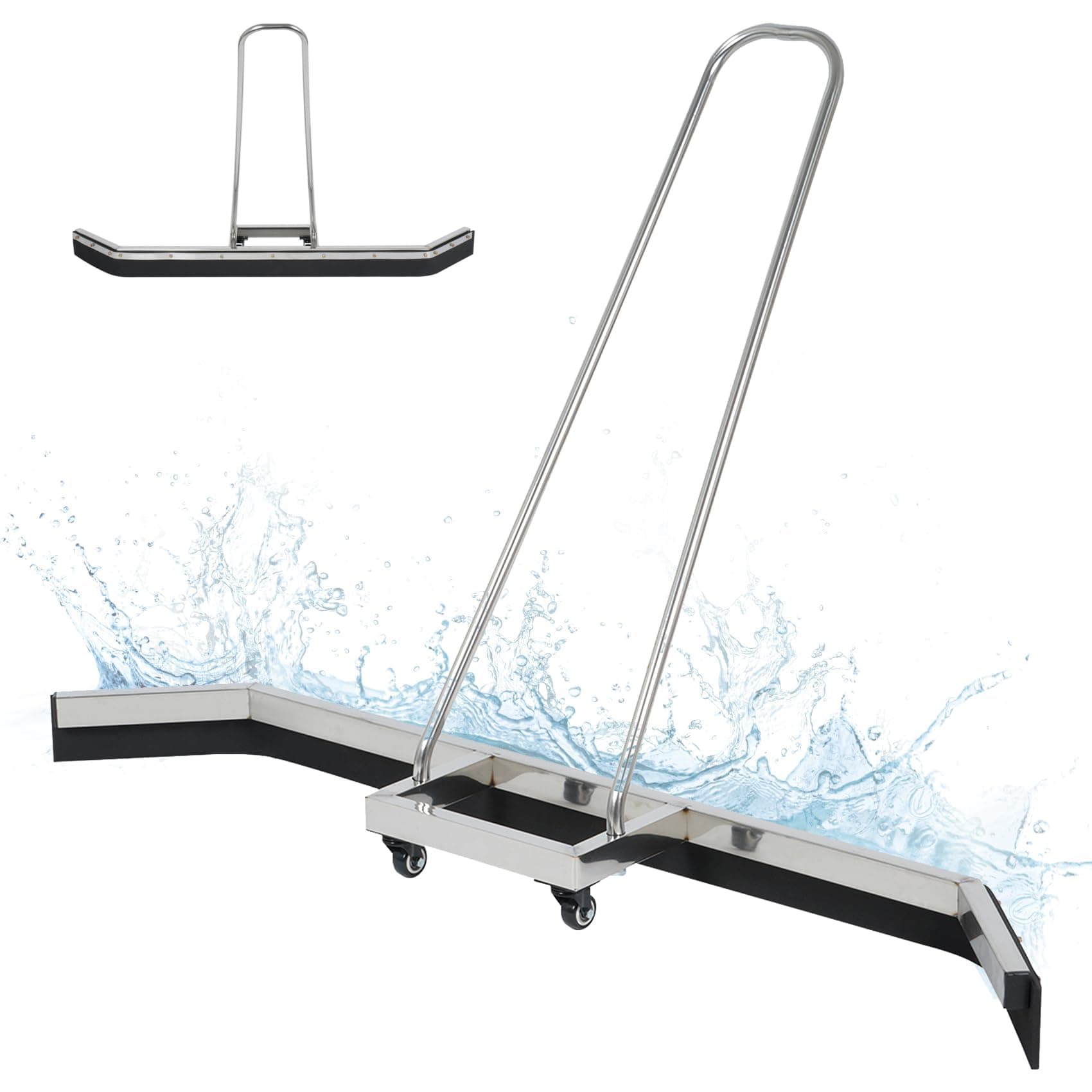 lukar Sport Tennis Court Squeegee Stainless Steel Rain Shuttle 53" Tennis Court Water Broom Floor Water Remover for Courts, Garages, Flat Floor