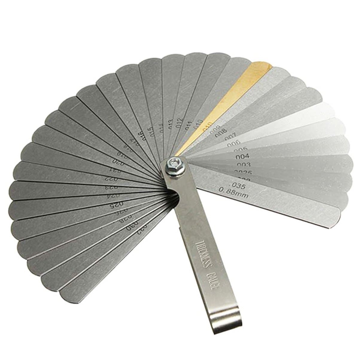 Acarte 32 Set Blades Steel Feeler Gauge Dual Marked Metric and Imperial Gap Measuring Tool Teaching Feeler