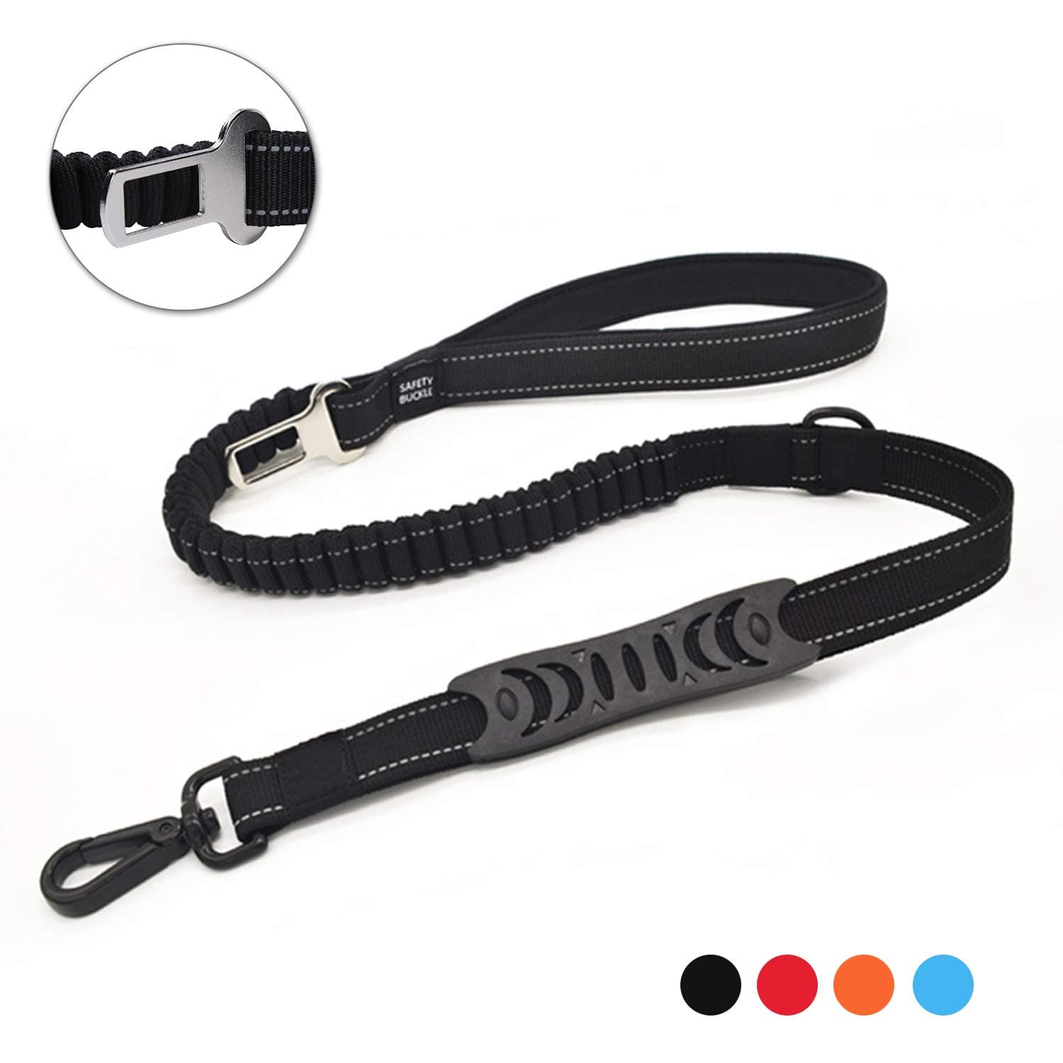 PETTOM Bungee Dog Lead Strong Dog Training Lead for Small Medium Large Dogs, No Shock Dog Leash with 2 Traffic Handle & Car Seat Buckle & Reflective Seam