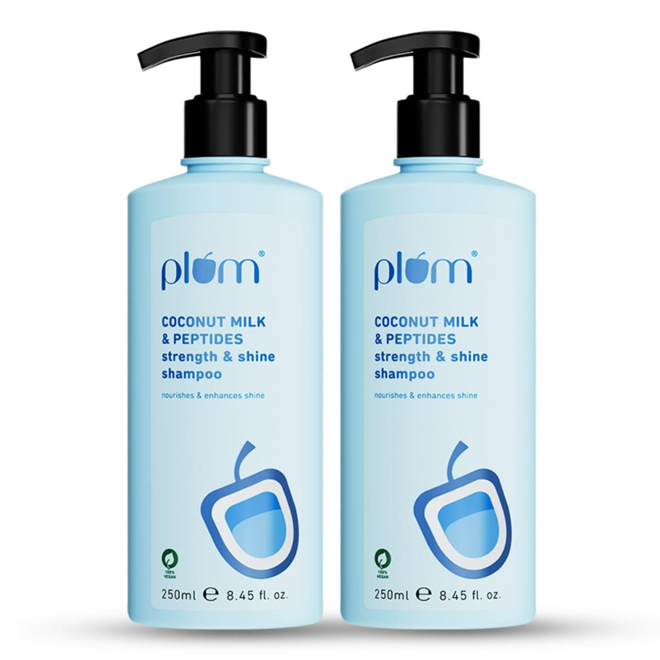 Plum Coconut Shampoo For Dull Hair With Coconut Milk And Peptides For Strong & Shiny HairI22X ShineISoft, Silky HairIShampoo For Women And Men|Sls Sulphate And Paraben Free Shampoo I250Ml (Pack Of 2)