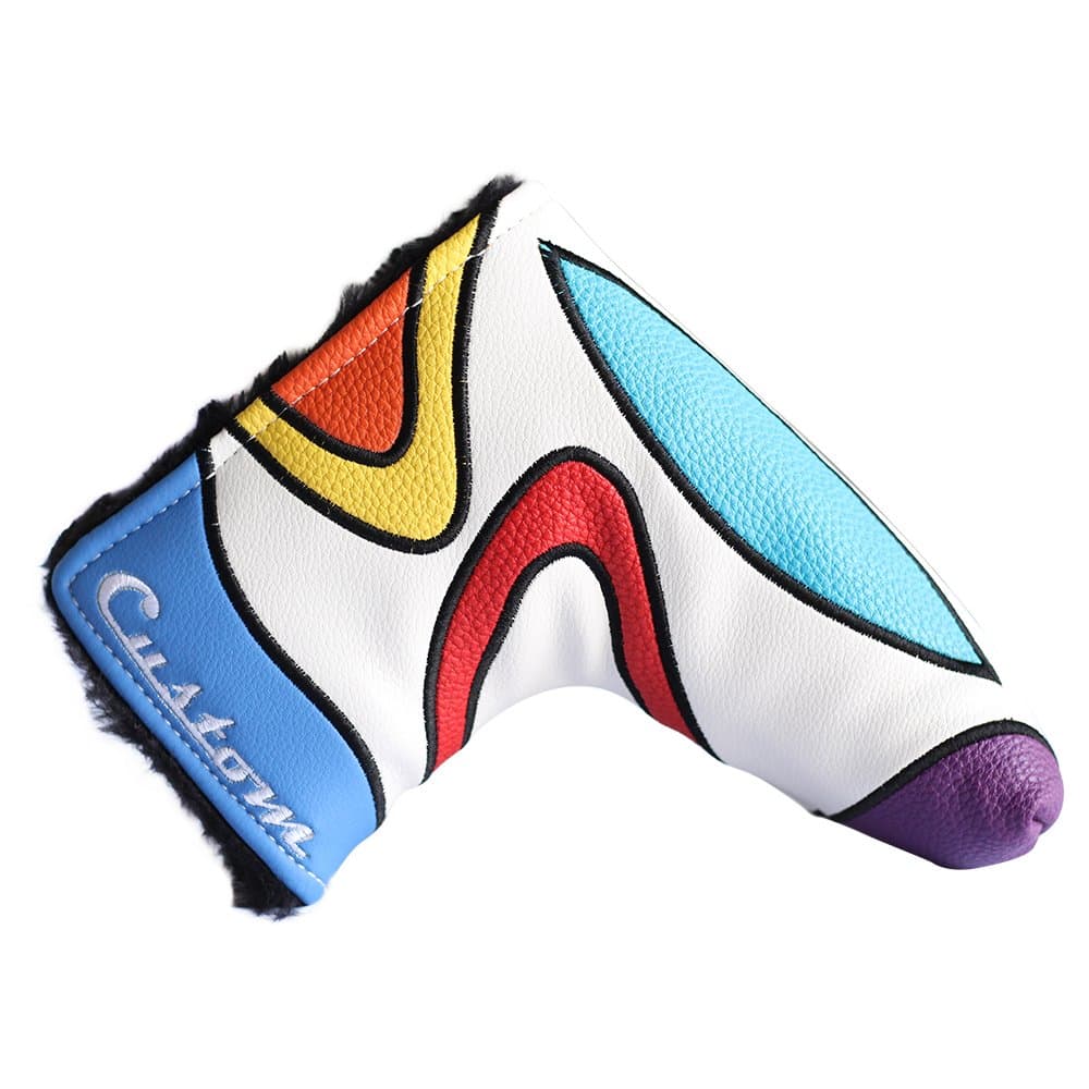 Golf Retro Putter Blade Style Headcover. Limited Edition Vintage Leather Style, Psychedelic Colorful Groovy Custom Design