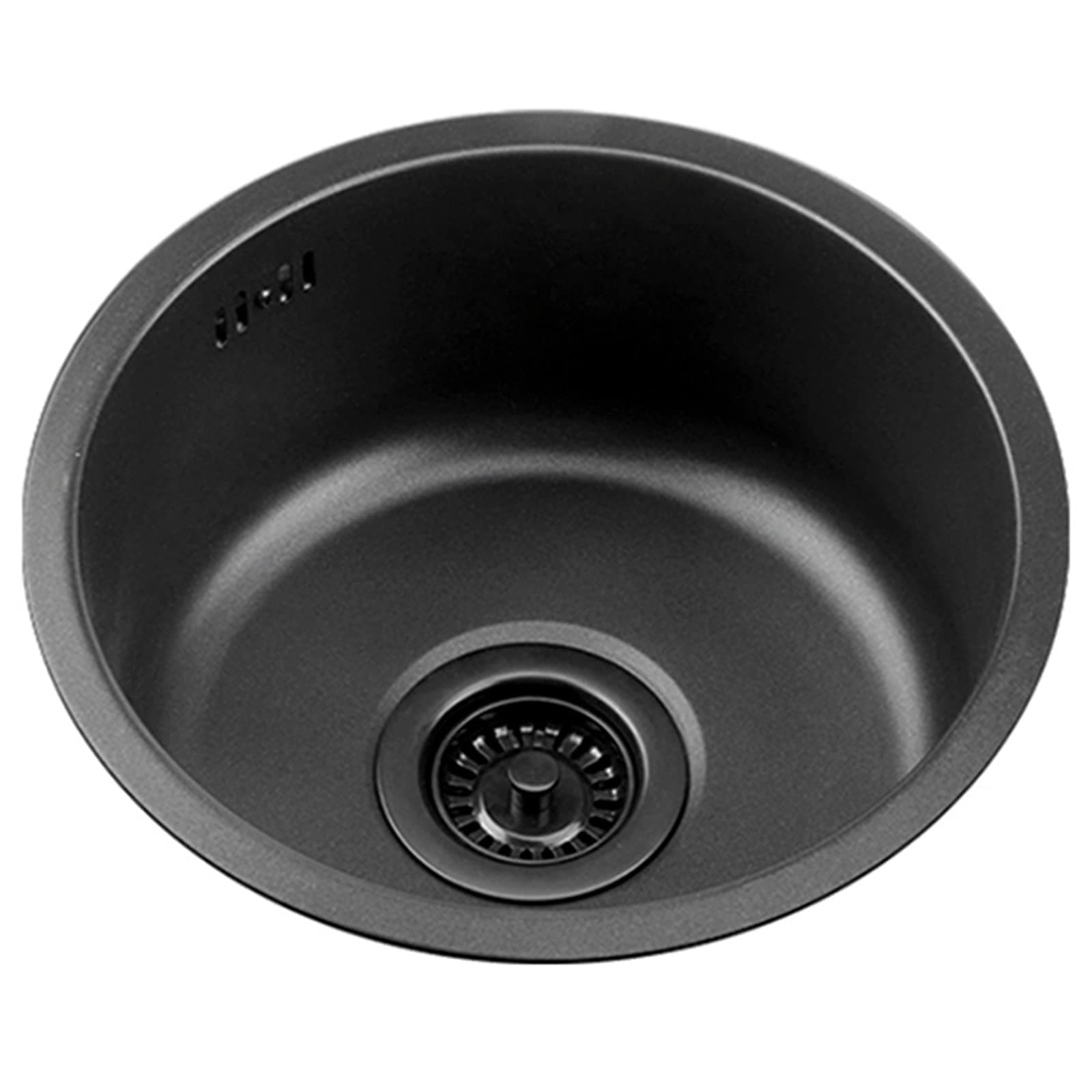 ANSNOW Round Kitchen Sinks Black Grey Nano Bar Sink Stainless Steel Kitchen Small Single Sink for Bar Balcony Mini Kitchen Bathroom (35Cm, Black)