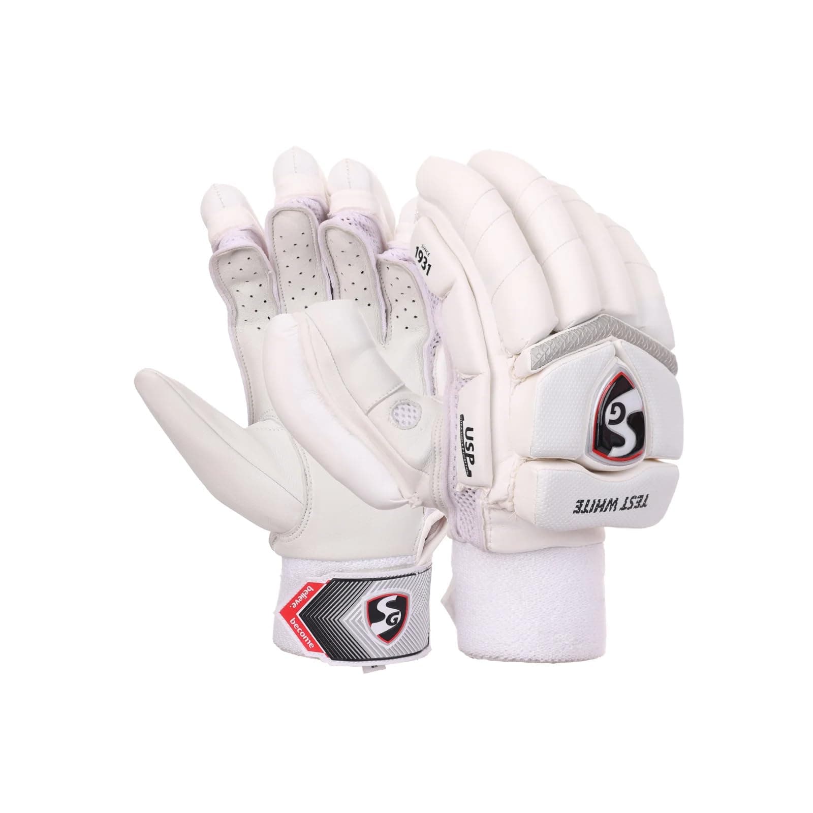 SG Test White Cricket Batting Gloves Mens Size (Right)