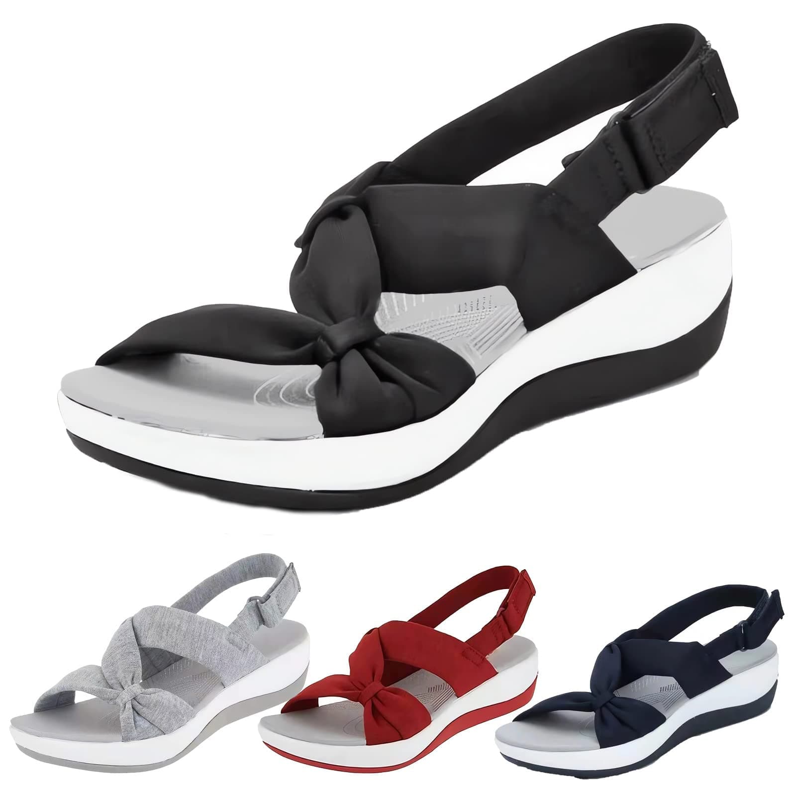 Women's Dr.Care Orthopedic Arch Support Sandal - Comfortable Strappy Walking Sandals for Pain Reduction (6, Black)