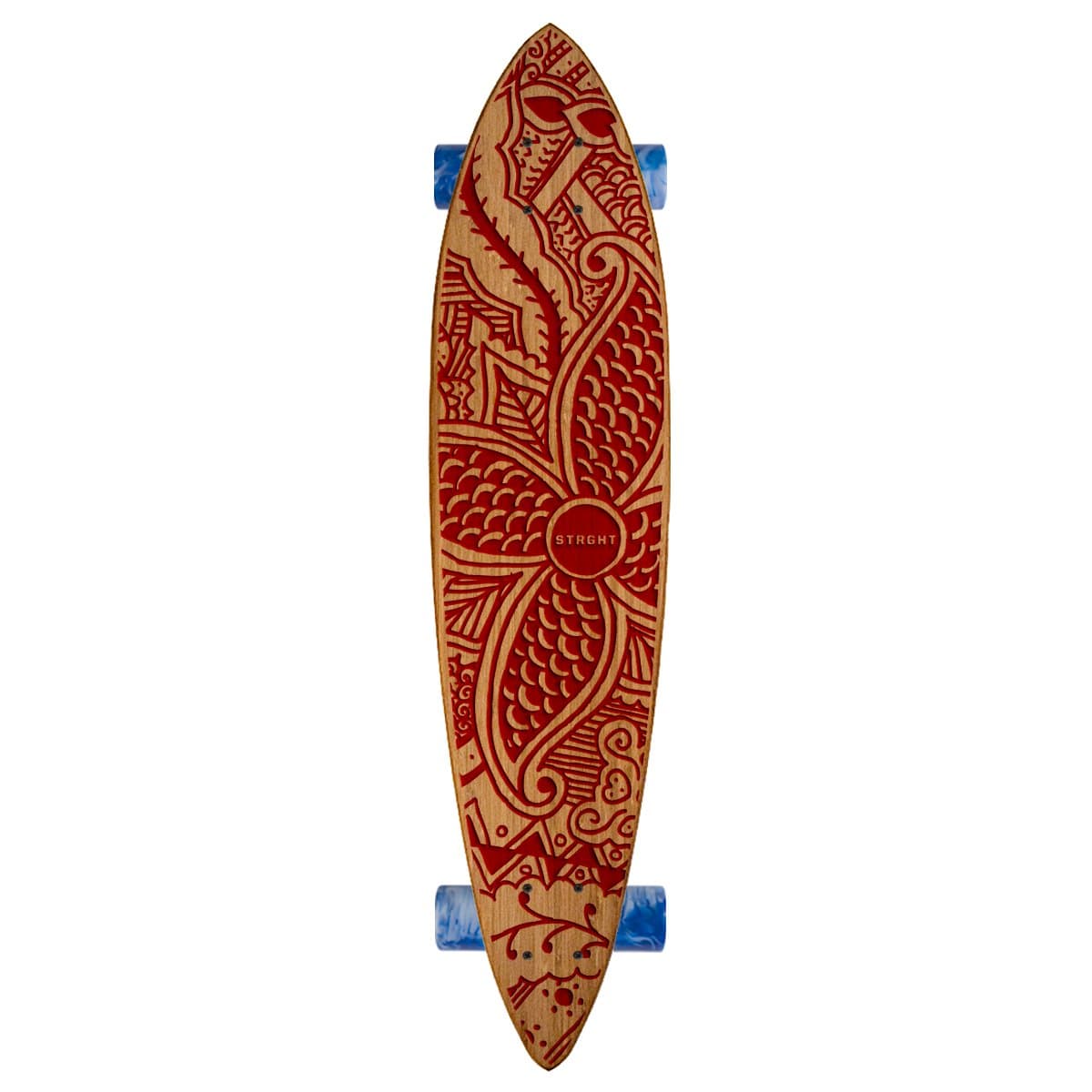 Pin Tail Cruiser Skateboard in Bamboo with Kiana Design