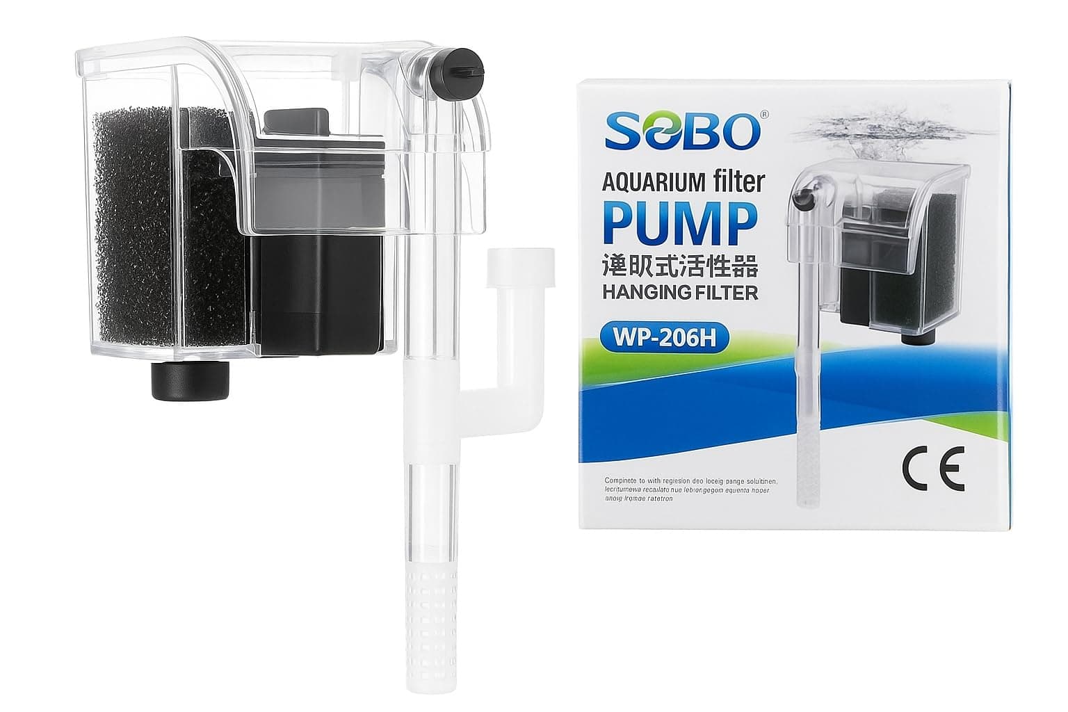 VAYINATO Sobo Transparent Nano Aquarium Hang On Back Filter Wp - 206H With Surface Skimmer | 3 Watts | 250 L/H