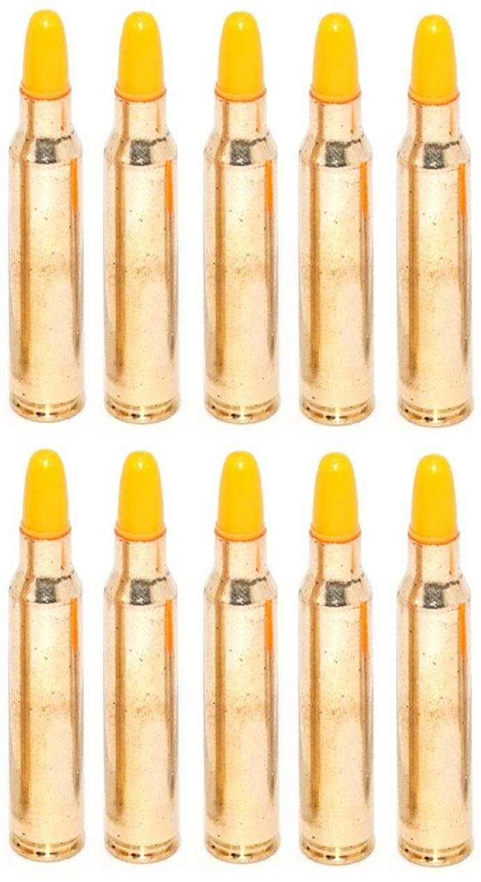 St Action Pro Pack of 10 Inert .223 REM Remington 5.56 NATO M16 AR-15 Rifle Orange Safety Trainer Cartridge Dummy Ammunition Ammo Shell Rounds with Brass Case