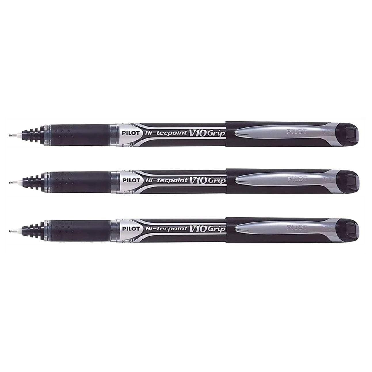 Set of 3 Hi-Tec V10 Rollerball Pens Needle Tip Black
