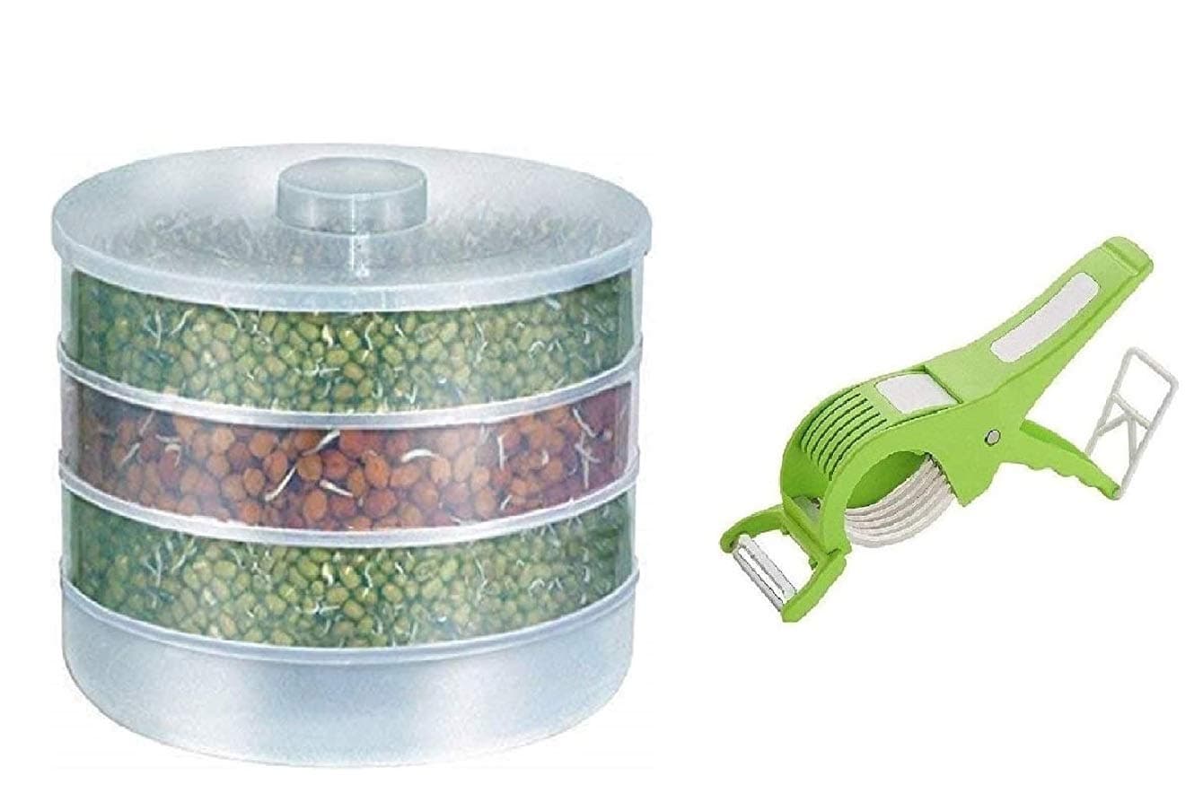 PRAMUKH FASHION Plastic Sprout Maker With Container - 4 Pieces
