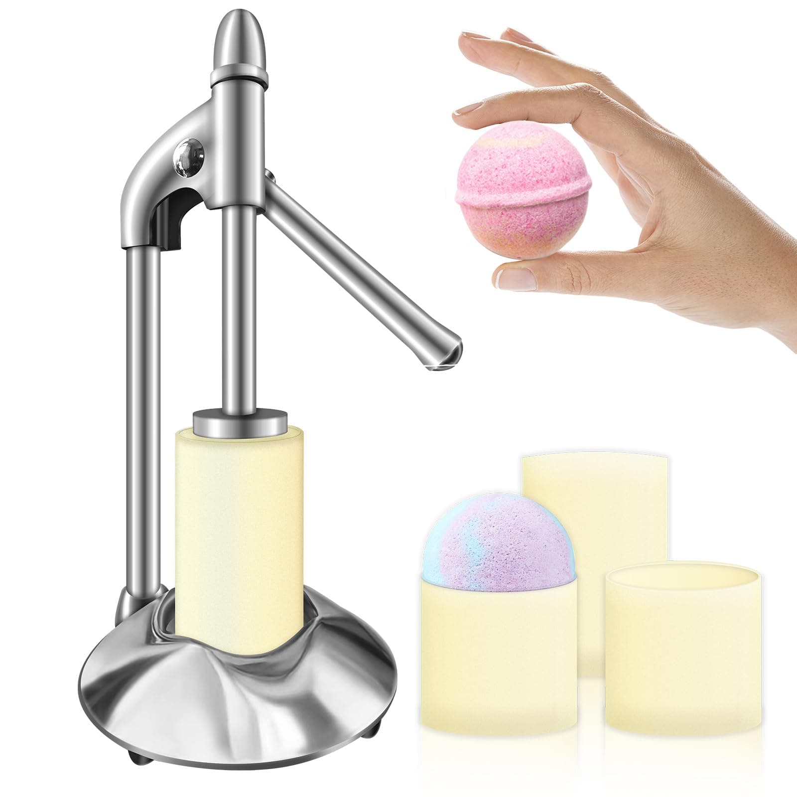 Stainless Steel Bath Bomb Press Machine 6cm Bath Bomb Mold Set, Mold & Bath Bomb Press DIY Making Supplies Handmade Spa Foam Bath Bombs