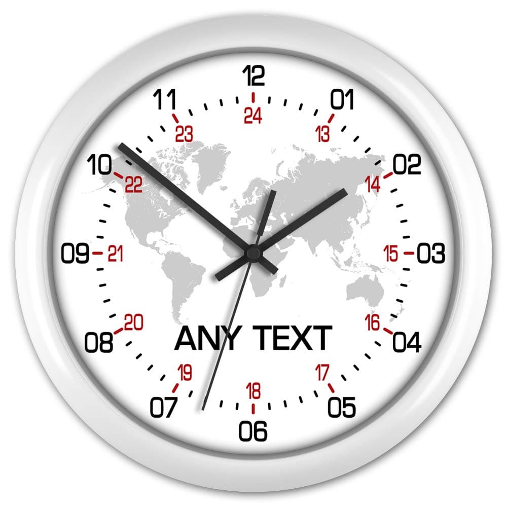 24 Hour Clock #01 Large Radio Operator Any City Country Time Zone Zulu Call Sign or Your own Text