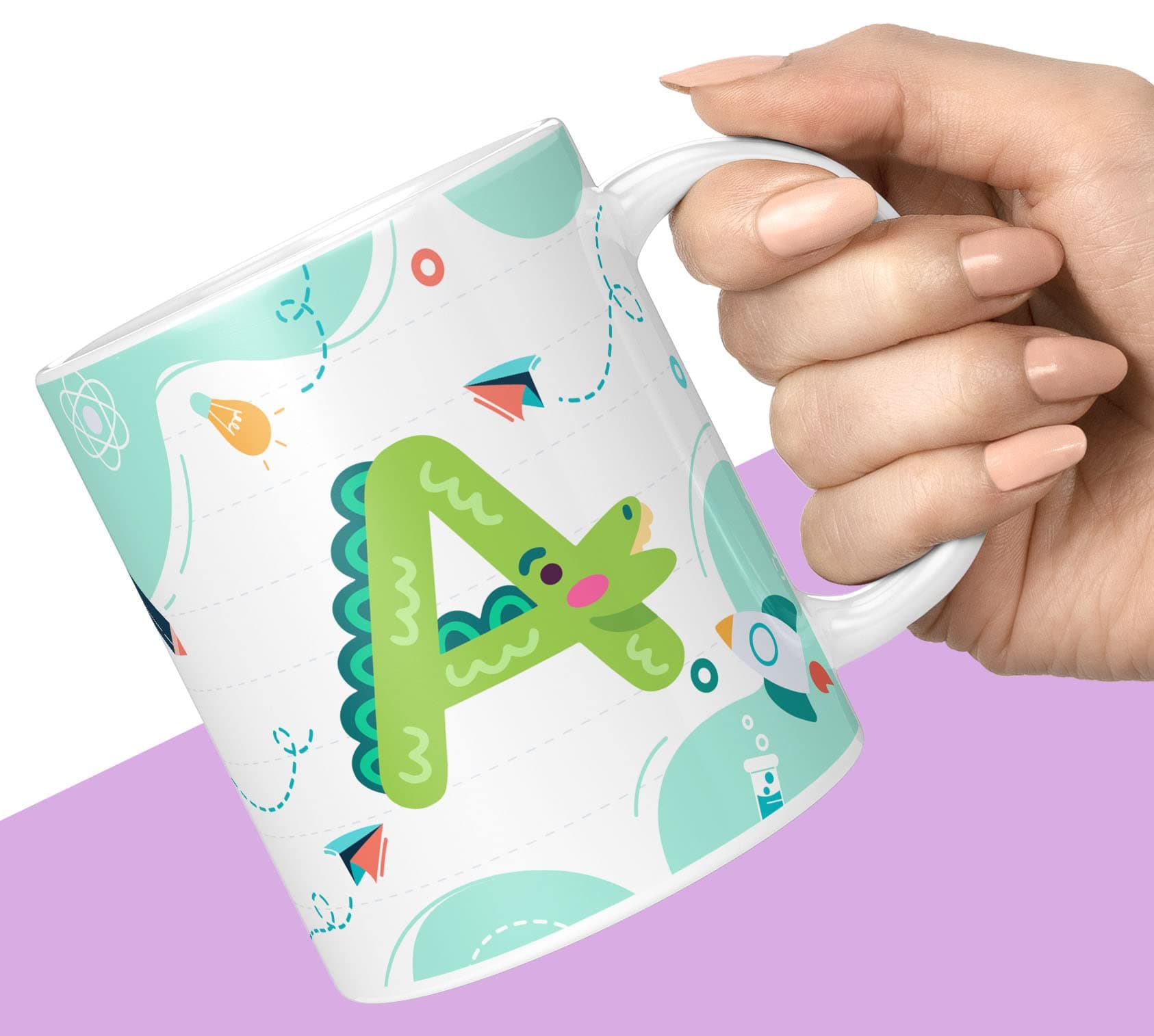 Colorful Alphabet Letter A Printed Coffee Mug For Kids Girls Boys Friends Love Best Gift For Birthday Anniversary Initial Letter A (Microwave Safe Ceramic Tea Coffee Mug-350ml) - ABVWM2 135