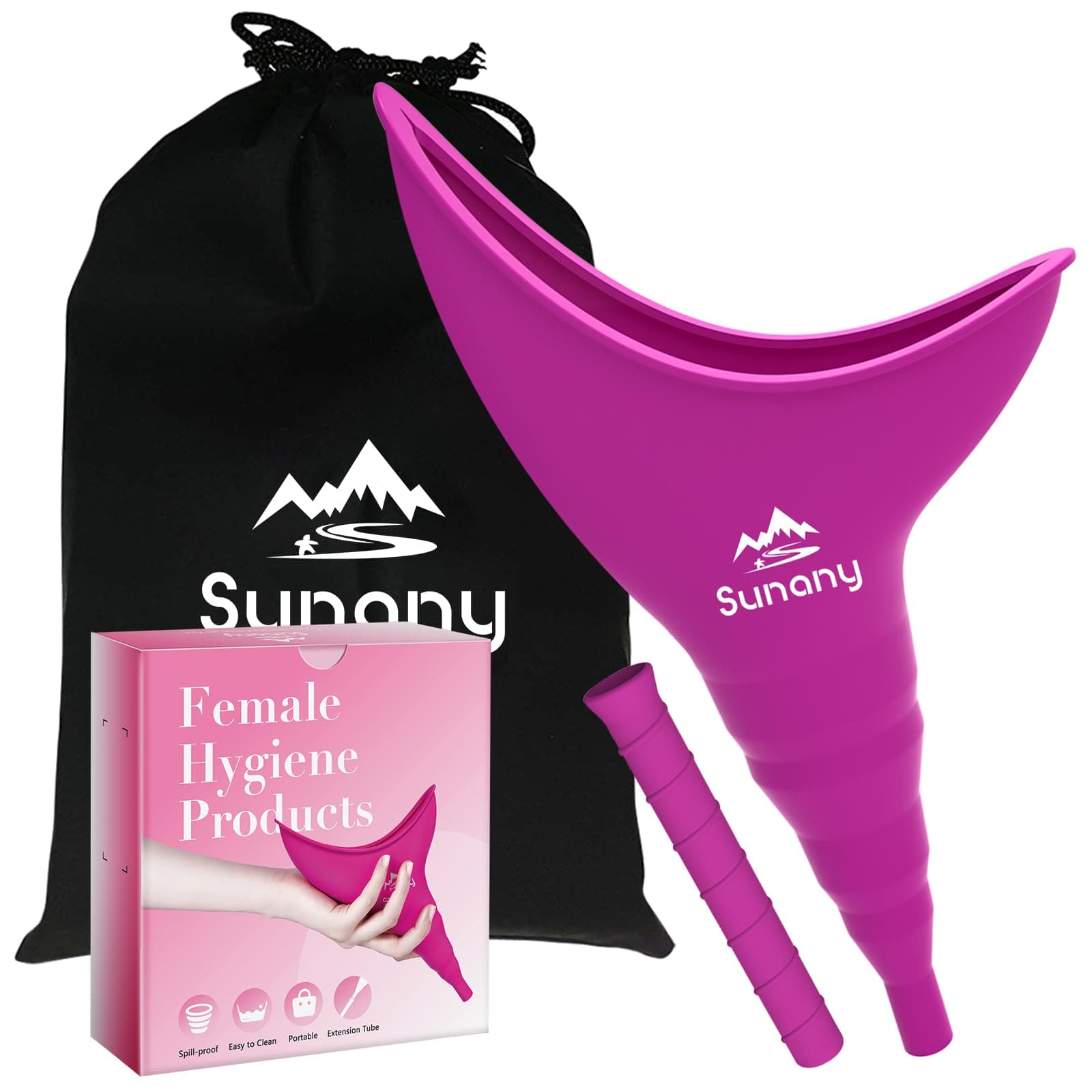 Female Urination Device, Reusable Female Urinal Silicone Women Pee Funnel Allows Women to Pee Standing Up, The Perfect Companion for Camping,Outdoor,Travel（Fuchsia）