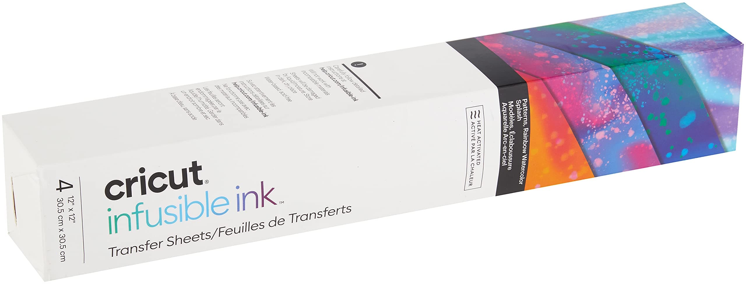 Cricut Insoluble Ink Transfer Sheet Pattern, Rainbow Watercolor Splash (4 ct)