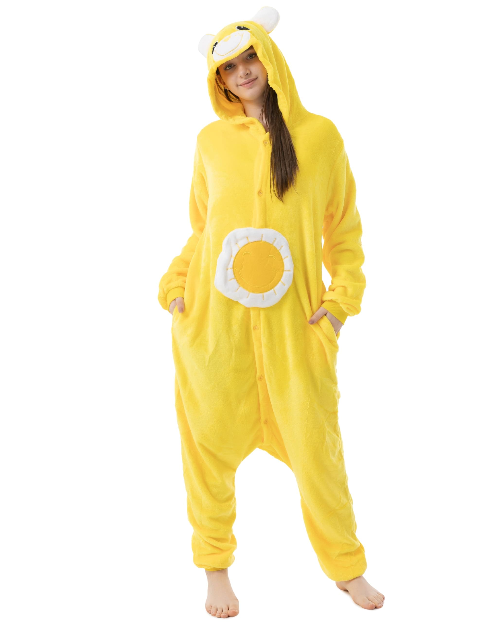 KataraKatara 1744 Care Bears Outfit, Onesie Jumpsuit, Cute Animal Costume, Cosplay Overall, Funshine Bear - 145-155cm (S)