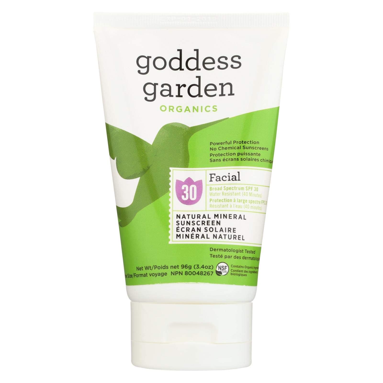 Goddess Garden Organic Sunscreen Facial SPF 30 Lotion 3.4 oz