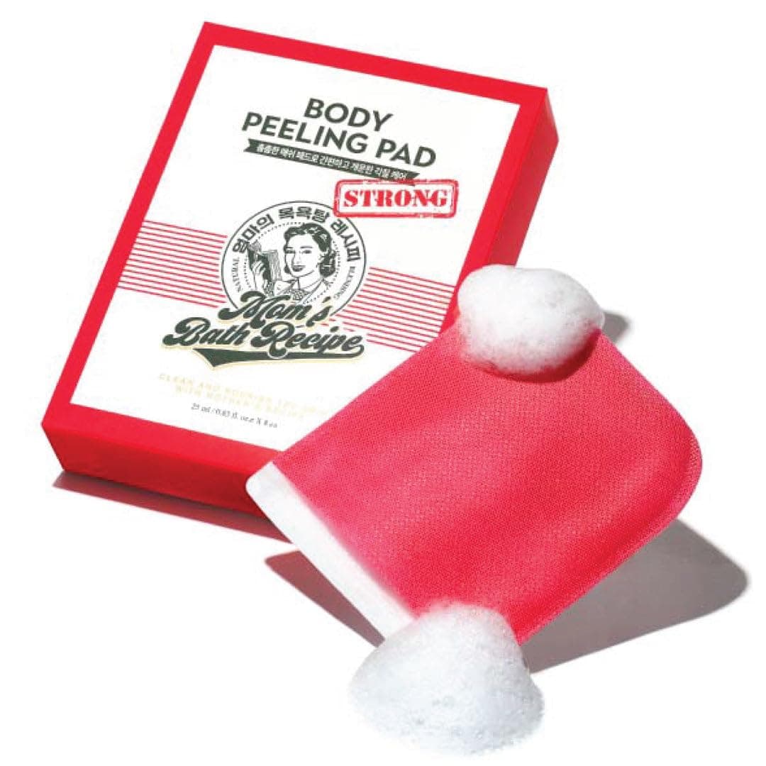 Mom's Bath Recipe 8 pcs Korean Body Peeling Pad Strong - Bubble Body Wash & Scrub Gloves With Kelp & Biotics - Intense Exfoliating Mitts for Dead Skin Cells, Goosebumps & Scaly Skin