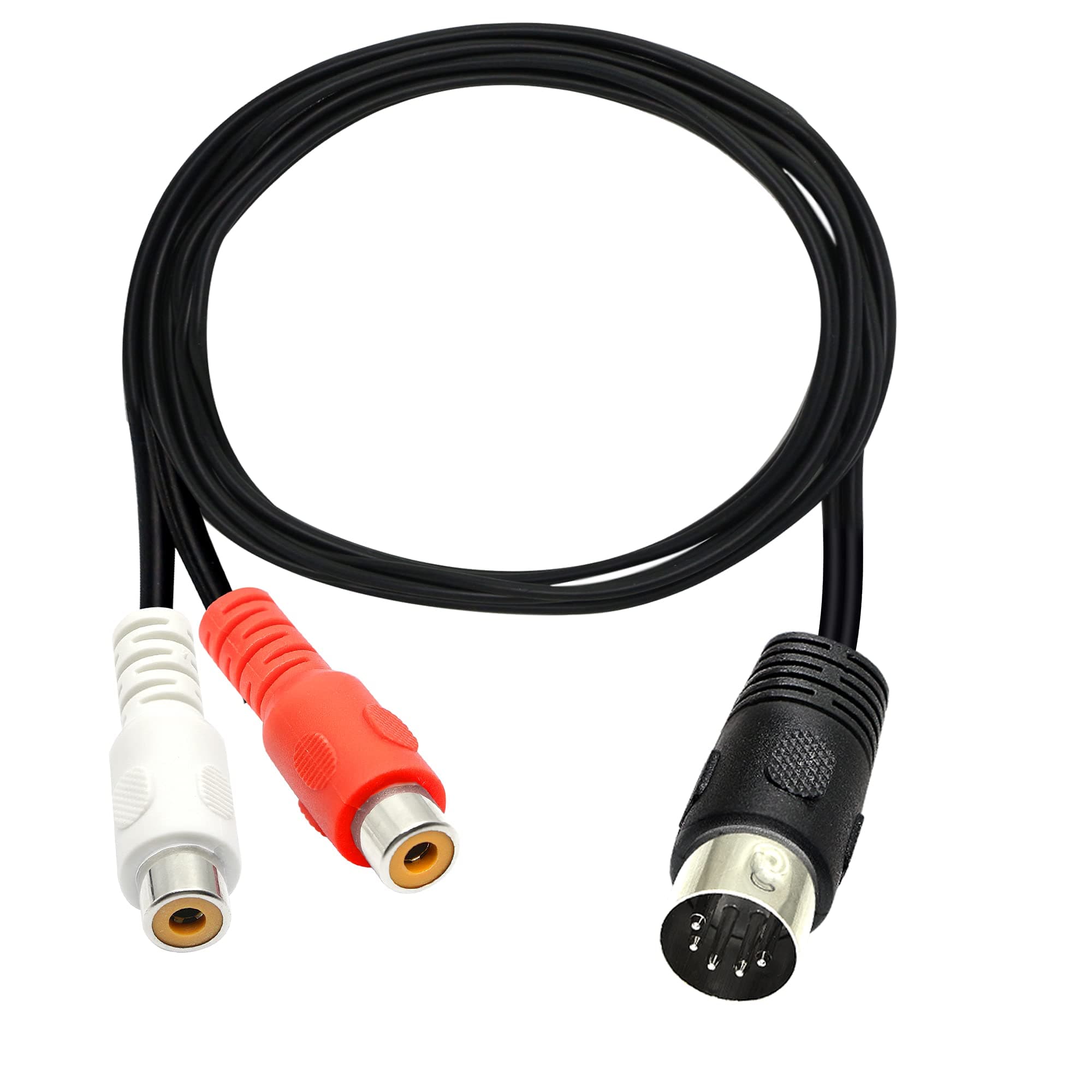 PNGKNYOCN Din 5 Pin to RCA Cable 5-Pin Din Male to 2 RCA Phono Female Plugs Audio Cable for Bang & Olufsen, Naim, Quad, Stereo Systems(1.5m)