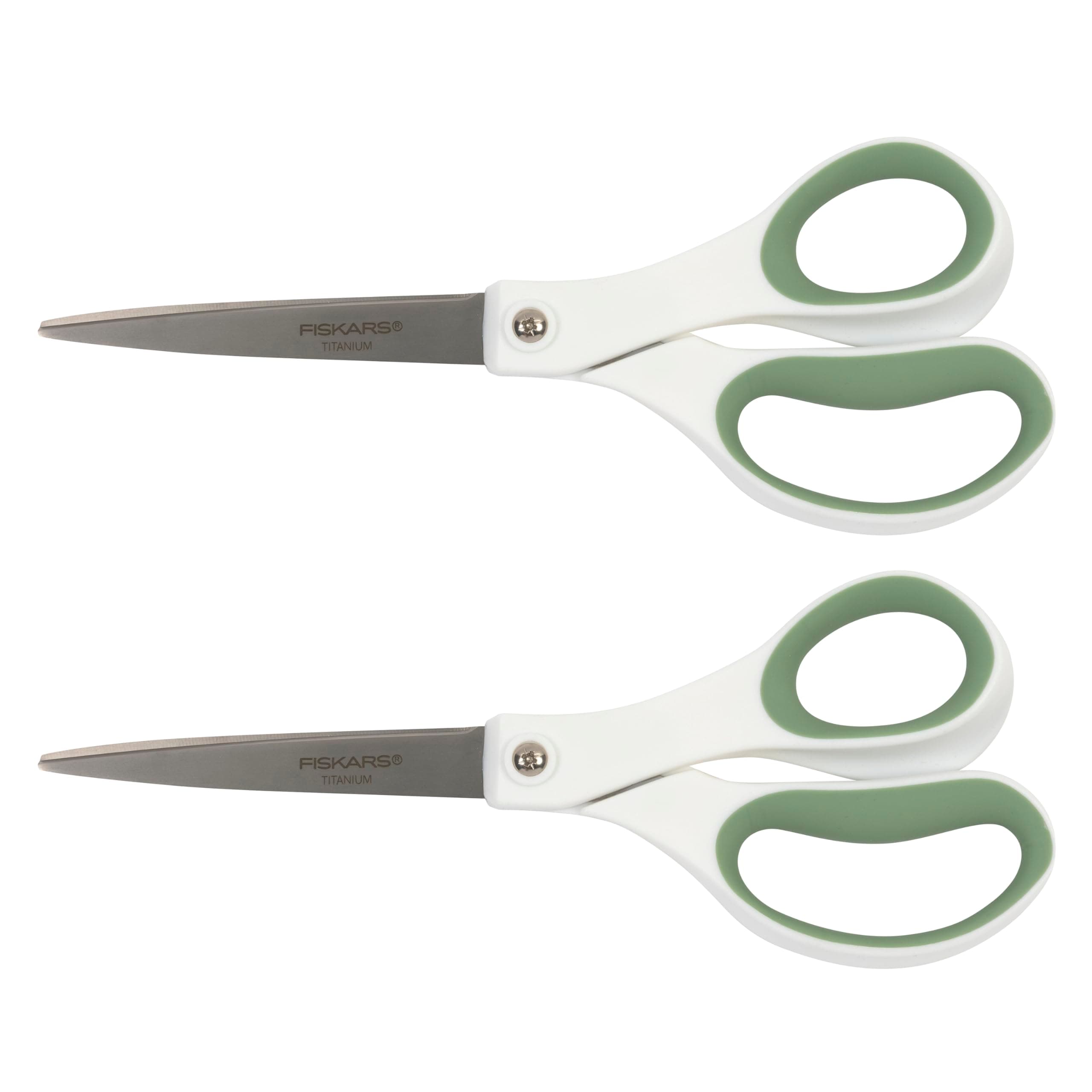 Everyday Titanium Scissors, Durable Blades 3X Harder Than Steel, Ergonomic Softgrip Handle for Home and Office Cutting, 8 ", Forest Fern Green, 2 Pack