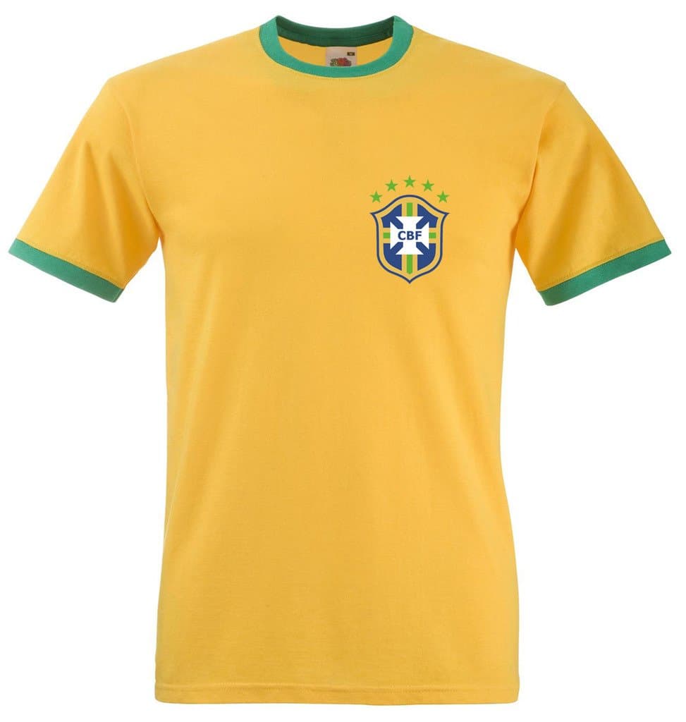 Retro Brazil Football T Shirt - Slim Fitting Brazilian Tee