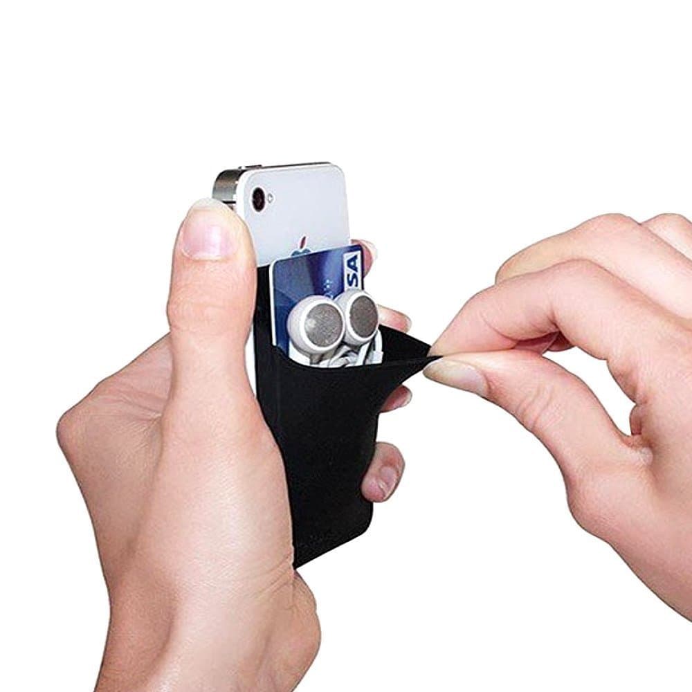 Smartphone Credit Card Holder & Wallet (black) for upto 2 Cards- Adhesive Cell Phone Wallet for All Smartphones including iPhone 6, 6s Plus, 5, 4, Samsung Galaxy S6, S5, S4, Note, HTC, LG & More