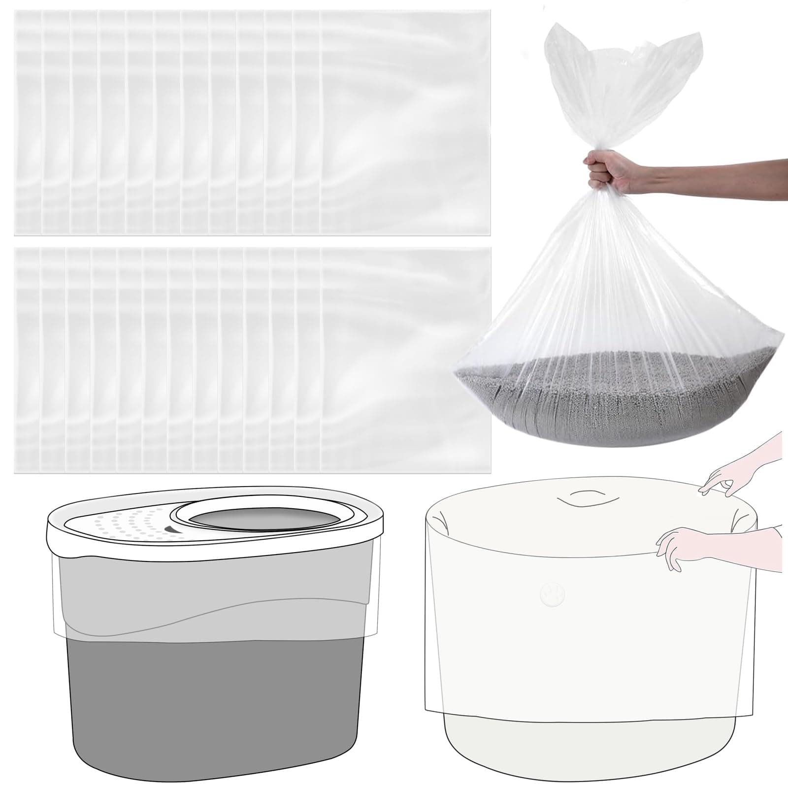 Cat Litter Box Liners Compatible with IRIS Top Entry Cat Litter Box - 25 Pack, Tear-Resistant and Spill-Proof, Perfect Fit for Most Top Entry Litter Pan Models