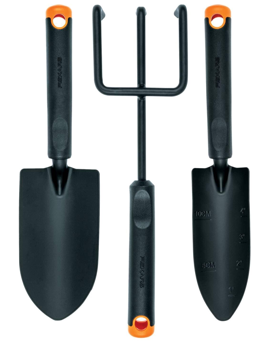 Garden Tool Set, 3 Pieces, Flower Rake, Trowel, Trowel, Stainless Steel Head/Plastic Handle, Black/Orange, Ergo, 1027681