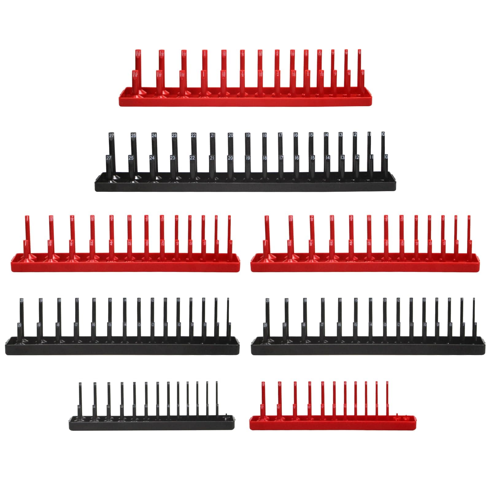 8PCS Socket Organizer Tray Set,SAE & Metric Socket Trays, 2PCS 1/4", 4PCS 3/8", 2PCS 1/2" Drive Deep and Shallow Socket Holders for Toolboxes (8pcs socket organizer）