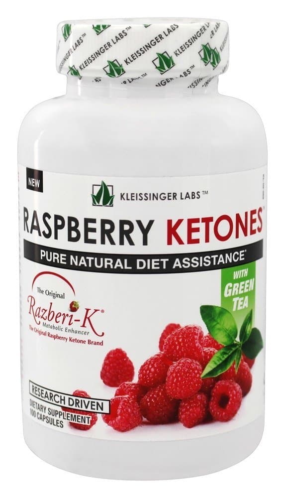 Kleissinger Labs Raspberry Ketones, Pure Natural Diet Assistance with Metabolic Enhancer Razberi-K® and Green Tea, Dietary Supplement, 100 Capsules