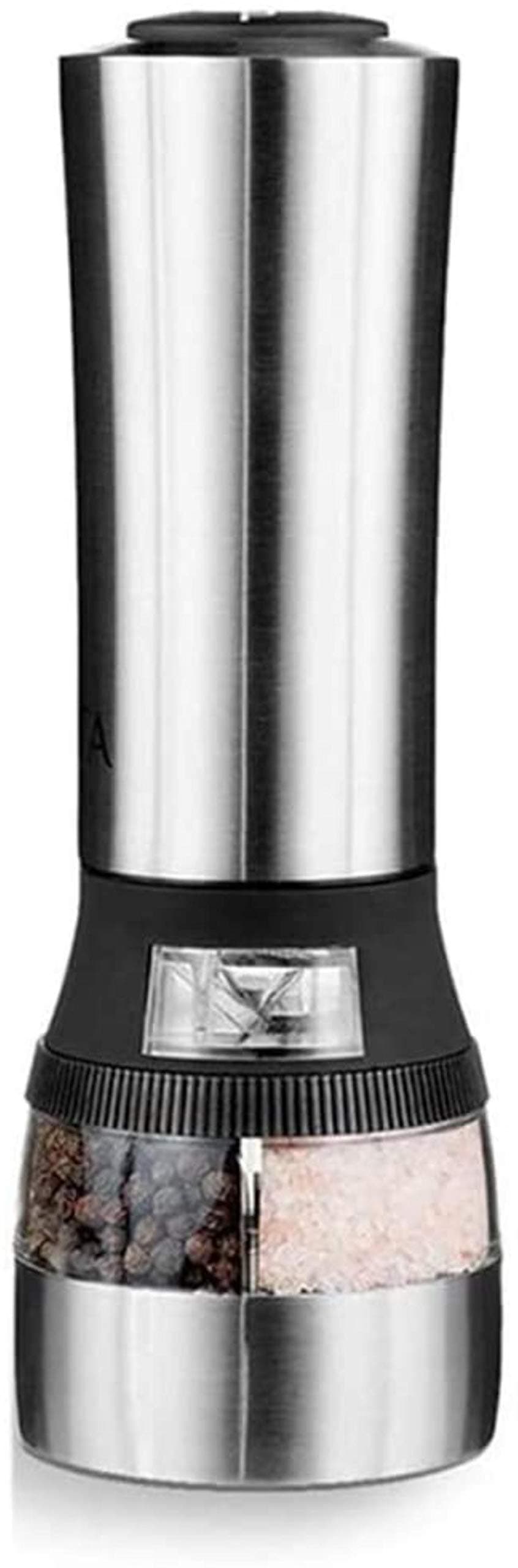 Premium pepper mill 2 in 1 Automatic Dual Salt Pepper Grinder Abrader Mill Battery Powered Condiment Grinder Refillable Andd Stainless Steel Shaker