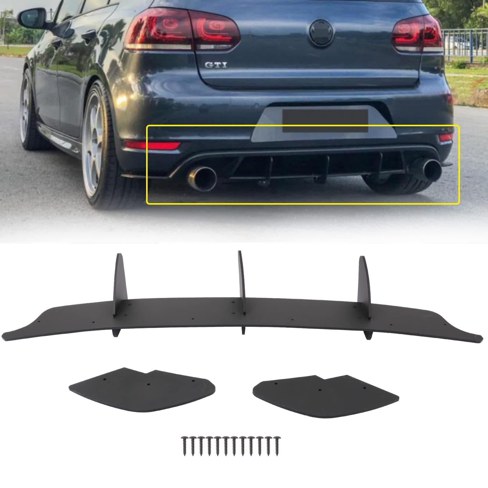 otoez Rear Spoiler Compatible with Volkswagen VW Golf 6 VII MK6 GTI Rear Bumper Roof Lip Diffuser Splitter Valance Spoiler