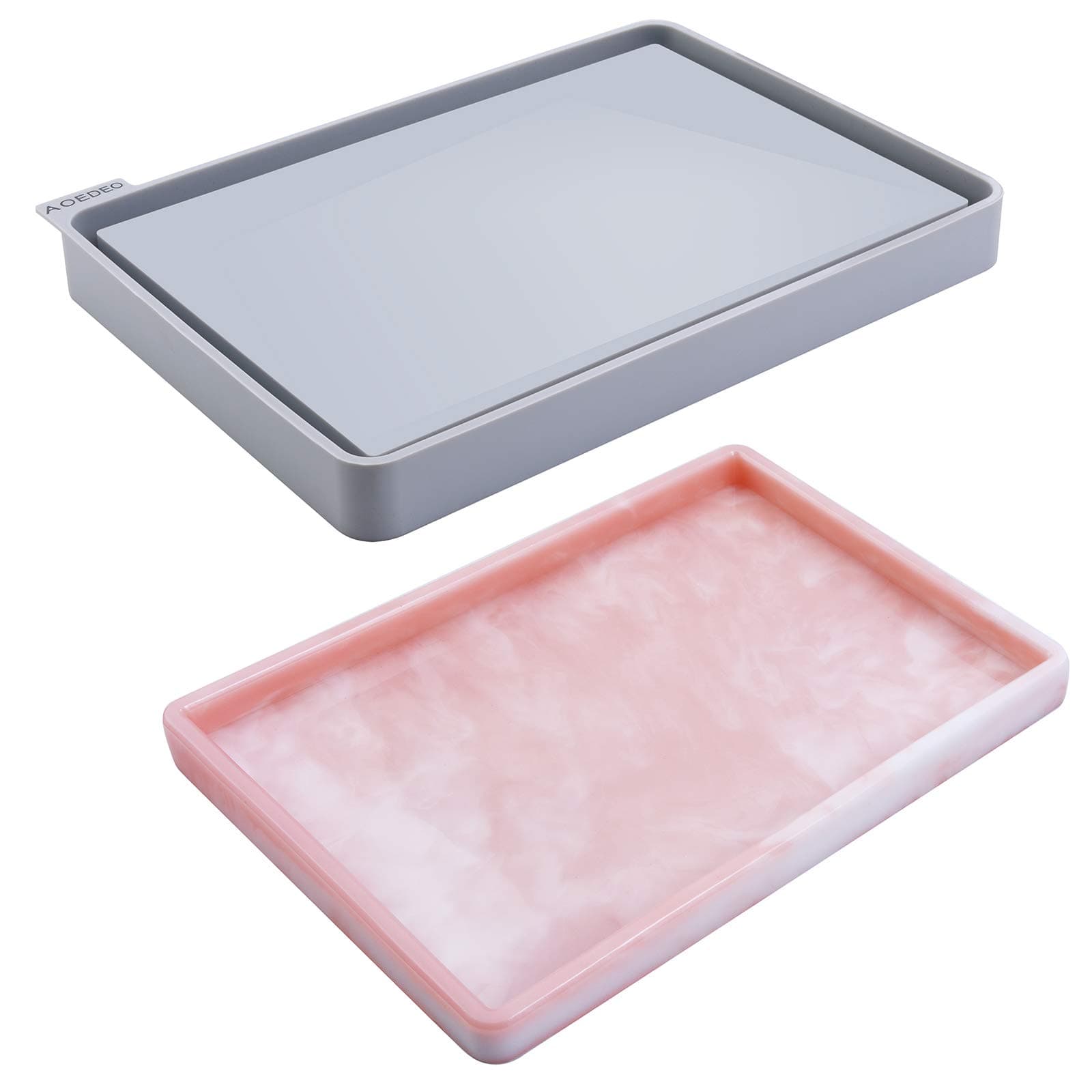 Tray Mold for Resin Silicone Tray Mold with Sides for Epoxy Resin, Shiny Surface & Durable 10.43x7.4x0.98 in