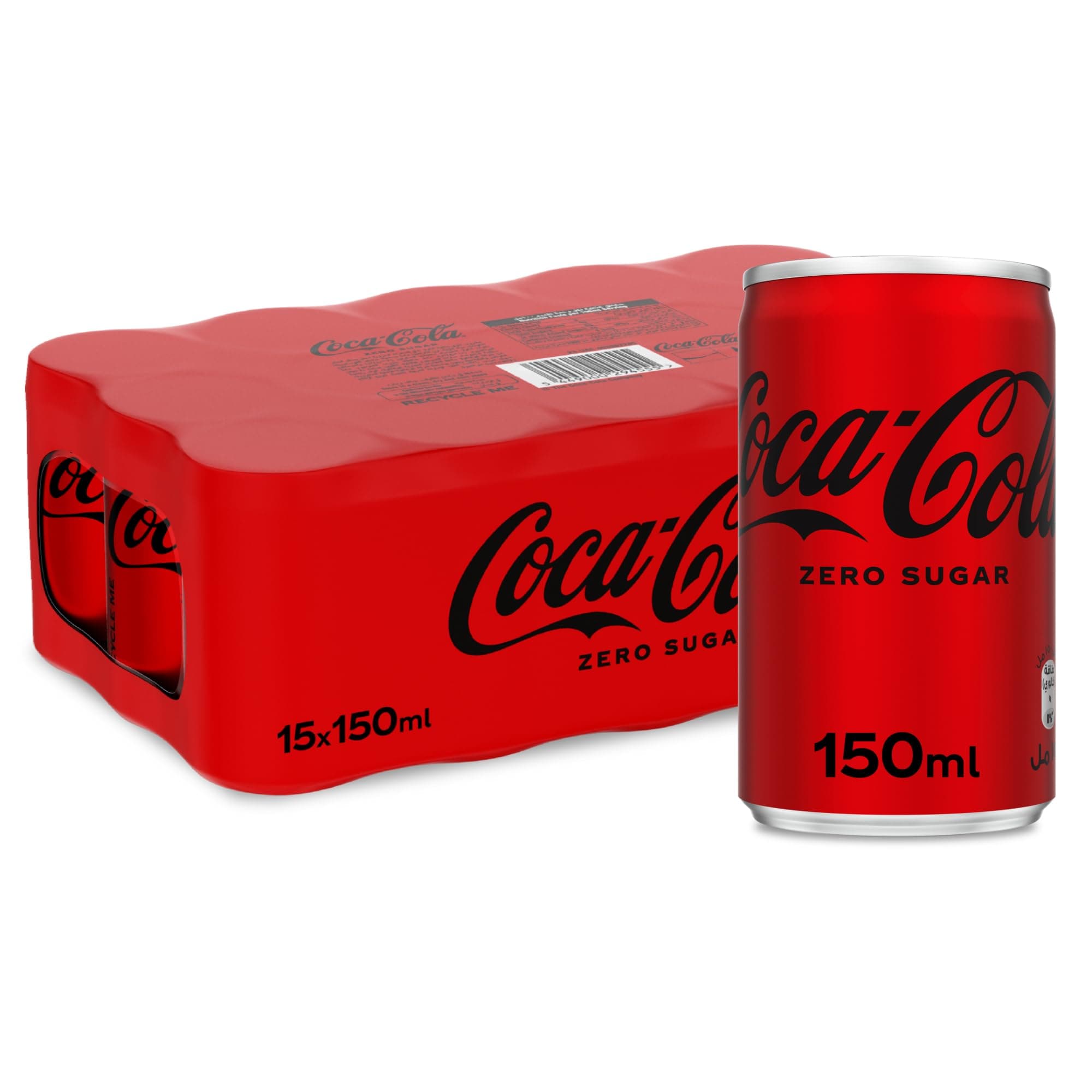 COCA-COLA Zero Sugar, Carbonated Soft Drink, Can 150L, pack of 15
