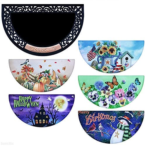 DenicMic Welcome Mats Door Mats Floor Mats Non Slip for Home, Seasons Holiday Changeable Door Mats Outside Rubber Mat Indoor Outdoor Rugs for Patios, 32" L x 20" W, 6 Pcs