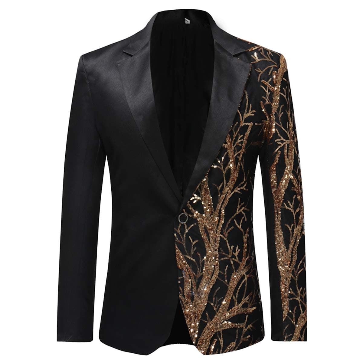Men's Tux Dress Blazer Gold Sequins Floral Suit Party Dinner Prom Slim Fit Stylish Blazer Sport Coat