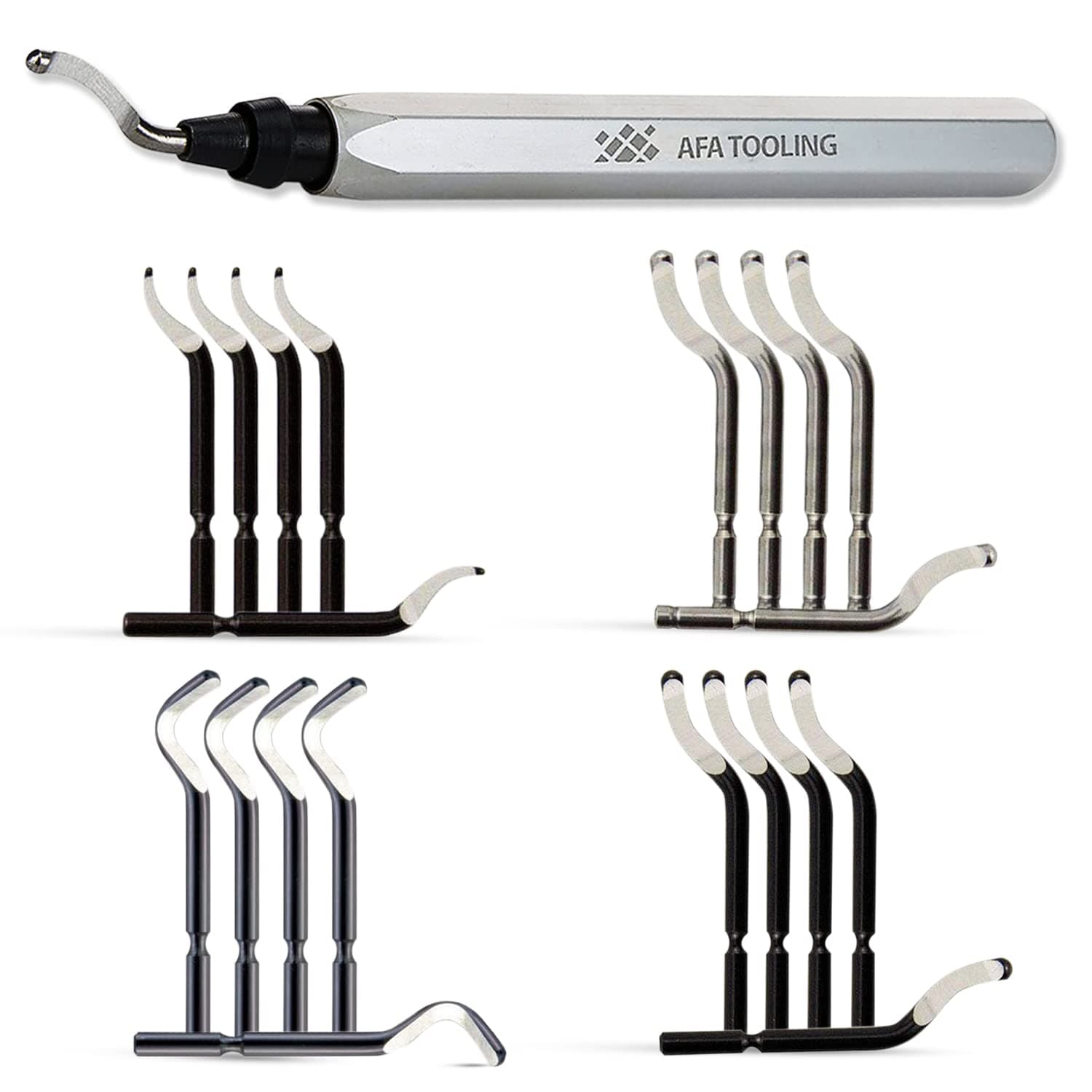AFA Tooling Approved for Automotive - Deburring Tool with 5 BS1010, 5 BS1018, 5 BK3010, 5 BS3010 - HSS Blades Metal, Resin, PVC, 3D Printed Plastic Edges