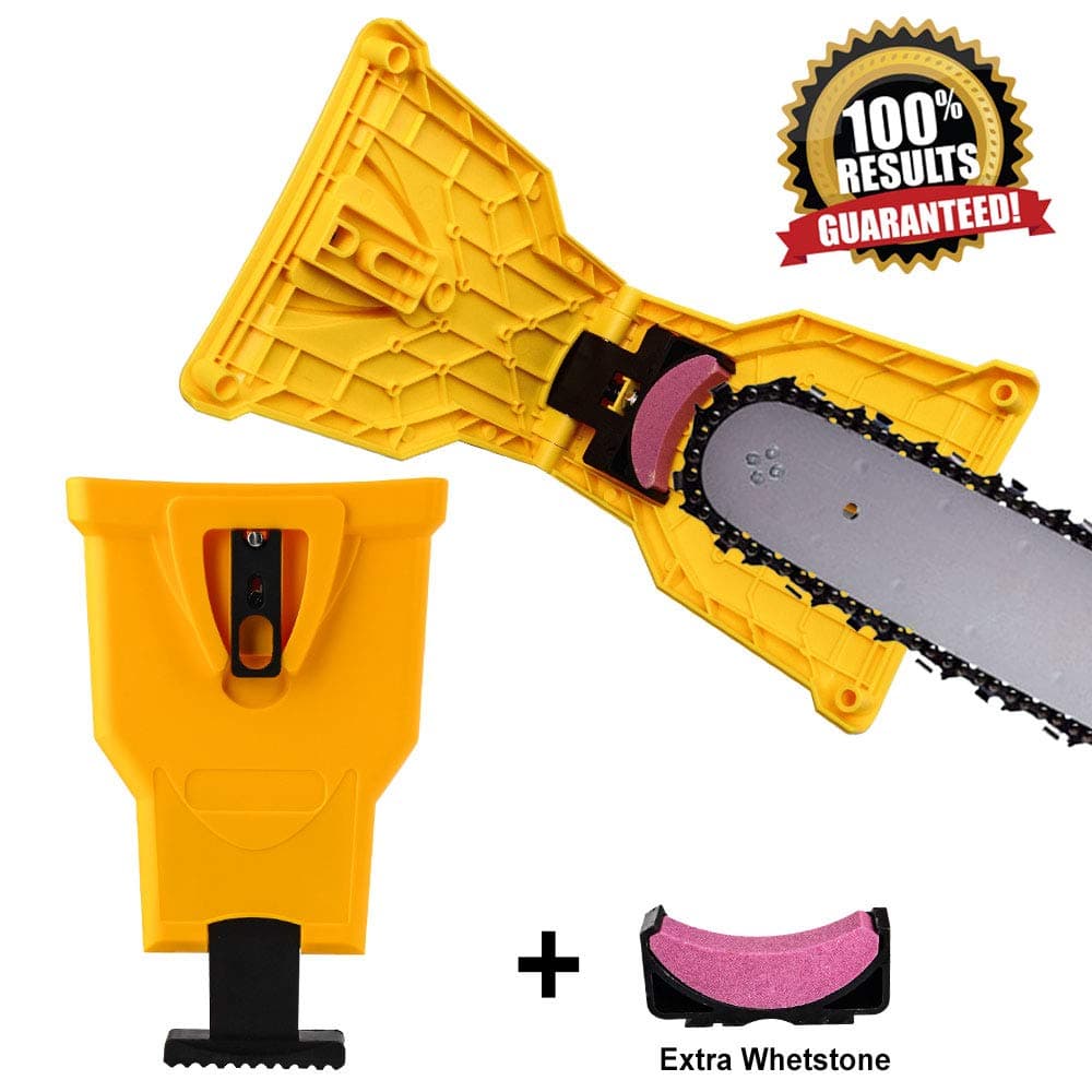 Jansamn Chainsaw Sharpener Chain Saw Blade Sharpener Fast-Sharpening Stone Portable Tools Chainsaw Teeth Sharpener Suitable for 14”-20” Chainsaw (Fit with Single Two Hole Chain Saw Bar)