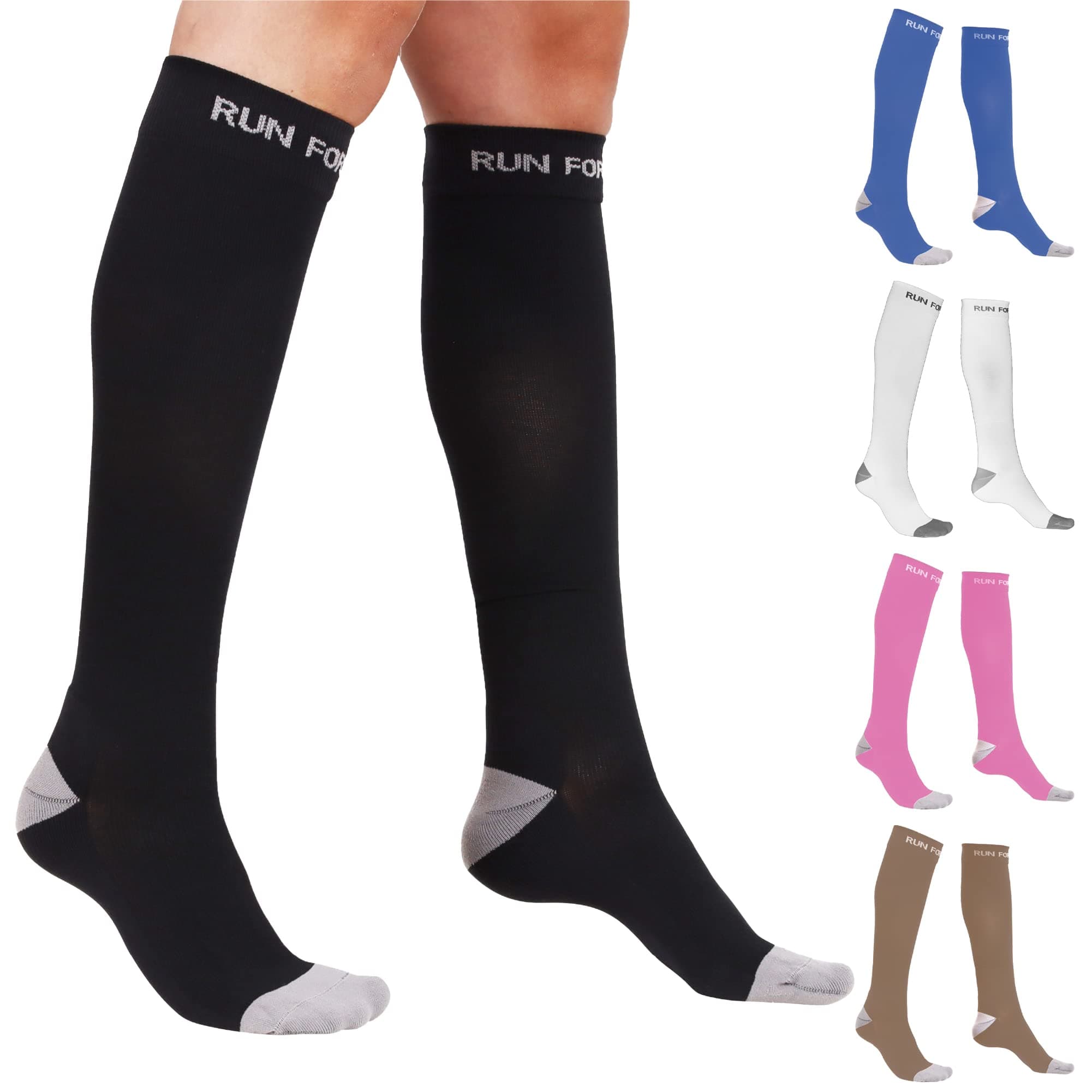 Run Forever Compression Socks for Men & Women 20-30mmHg Medical Grade Graduated Stockings